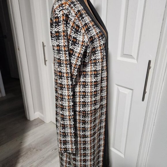 Christian Siriano Open Front Plaid Duster Sweater Sz Small - Picture 7 of 9